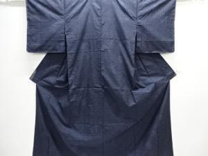 未使用品　麻の葉に花模様織り出し本場泥大島紬着物（5マルキ）